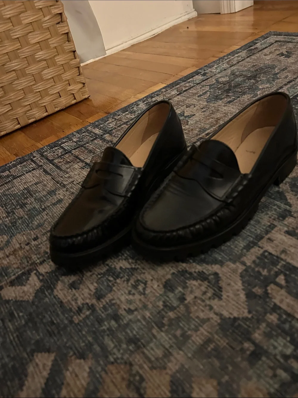 J. Crew Black Leather Lug-Sole Penny Loafers - Picture 4 of 4